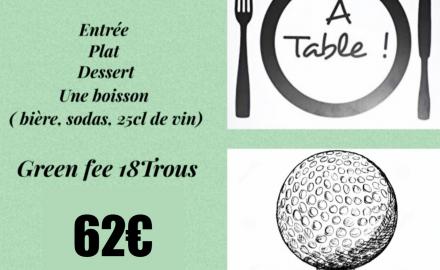 Formule Repas + GF tous les Mardis et Vendredis sur réservation 60€